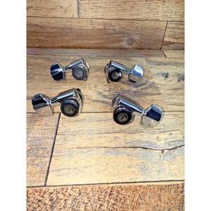 Grover Rotomatic Guitar Tuners Chrome 2X2 Set – Black Spiral Logo – Machine Head